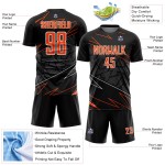 Jersey Uniform Black Sports Custom Sublimation Soccer Lines Orange-White