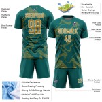 Old Lines Soccer Custom Sports Teal Jersey Sublimation Gold-White Curve Uniform Old Lines Soccer Custom Sports Teal Jersey Sublimation Gold-White Curve Uniform