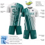 Teal Lines White Sublimation Uniform Soccer Sports Jersey Custom Teal Lines White Sublimation Uniform Soccer Sports Jersey Custom