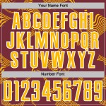 Curve Uniform Sports Custom Gold-White Soccer Burgundy Sublimation Lines Jersey Curve Uniform Sports Custom Gold-White Soccer Burgundy Sublimation Lines Jersey