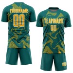 Curve Gold-White Teal Uniform Custom Lines Sublimation Sports Soccer Jersey