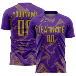 Gold-Black Sports Uniform Old Curve Purple Soccer Jersey Sublimation Lines Custom