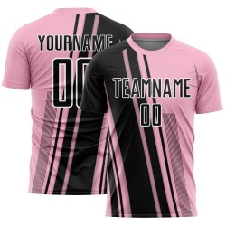 Jersey Black-White Light Uniform Sublimation Custom Pink Lines Soccer Sports