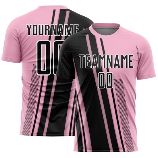 Jersey Black-White Light Uniform Sublimation Custom Pink Lines Soccer Sports