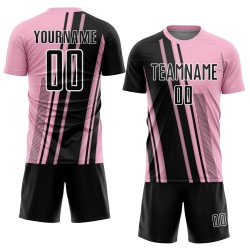 Jersey Black-White Light Uniform Sublimation Custom Pink Lines Soccer Sports Jersey Black-White Light Uniform Sublimation Custom Pink Lines Soccer Sports