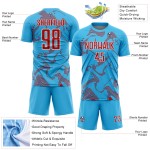 Jersey Curve Red-White Lines Sublimation Uniform Soccer Blue Sports Sky Custom
