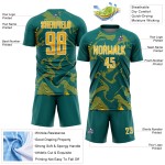 Curve Gold-White Teal Uniform Custom Lines Sublimation Sports Soccer Jersey