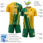 Gold Kelly Sports Soccer Sublimation Custom Uniform Lines Jersey Green-White Gold Kelly Sports Soccer Sublimation Custom Uniform Lines Jersey Green-White