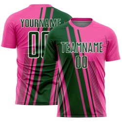 Uniform Pink Custom Soccer Sublimation Green-White Lines Sports Jersey