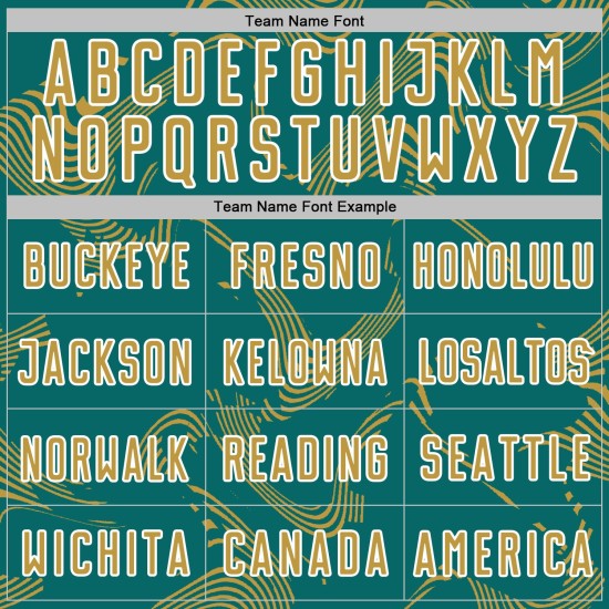 Old Lines Soccer Custom Sports Teal Jersey Sublimation Gold-White Curve Uniform Old Lines Soccer Custom Sports Teal Jersey Sublimation Gold-White Curve Uniform