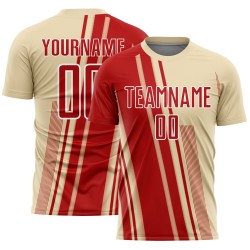 Sublimation Uniform Lines Custom Red-White Jersey Soccer Cream Sports