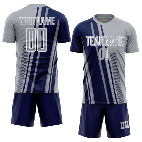 Lines Soccer Navy-White Custom Sublimation Gray Uniform Jersey Sports Lines Soccer Navy-White Custom Sublimation Gray Uniform Jersey Sports
