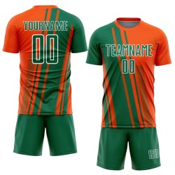 Uniform Custom Lines Sublimation Green-White Kelly Sports Soccer Jersey Orange