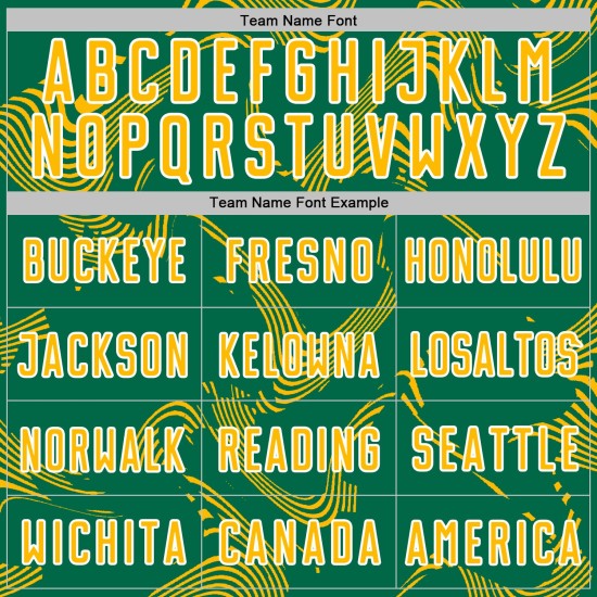 Curve Sublimation Kelly Green Gold-White Jersey Custom Uniform Lines Sports Soccer