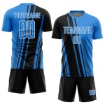 Sublimation Soccer Powder Jersey Custom Black-White Blue Lines Sports Uniform Sublimation Soccer Powder Jersey Custom Black-White Blue Lines Sports Uniform