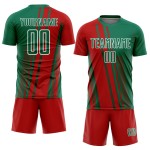 Sublimation Soccer Jersey Uniform Red-White Lines Sports Custom Green Kelly Sublimation Soccer Jersey Uniform Red-White Lines Sports Custom Green Kelly