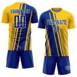 Jersey Sports Royal-White Custom Sublimation Uniform Soccer Lines Yellow