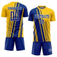 Jersey Sports Royal-White Custom Sublimation Uniform Soccer Lines Yellow Jersey Sports Royal-White Custom Sublimation Uniform Soccer Lines Yellow