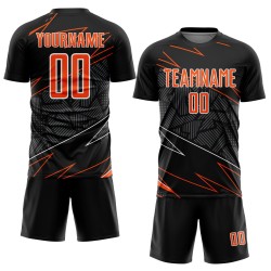 Jersey Uniform Black Sports Custom Sublimation Soccer Lines Orange-White Jersey Uniform Black Sports Custom Sublimation Soccer Lines Orange-White