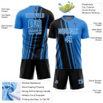 Sublimation Soccer Powder Jersey Custom Black-White Blue Lines Sports Uniform Sublimation Soccer Powder Jersey Custom Black-White Blue Lines Sports Uniform