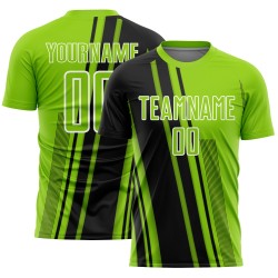 Uniform Sublimation Sports Black-White Neon Green Jersey Custom Lines Soccer