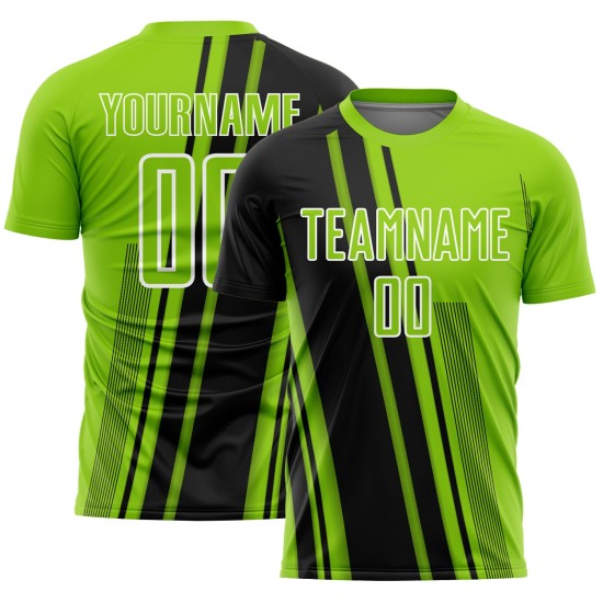 Uniform Sublimation Sports Black-White Neon Green Jersey Custom Lines Soccer
