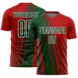 Soccer Jersey Custom Uniform Sublimation Green-White Red Sports Lines