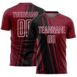 Sublimation Jersey Crimson Custom Black-White Lines Uniform Sports Soccer