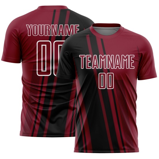 Sublimation Jersey Crimson Custom Black-White Lines Uniform Sports Soccer