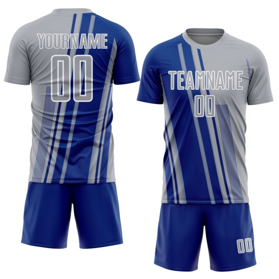 Jersey Soccer Custom Sublimation Royal-White Sports Gray Uniform Lines Jersey Soccer Custom Sublimation Royal-White Sports Gray Uniform Lines