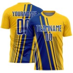 Jersey Sports Royal-White Custom Sublimation Uniform Soccer Lines Yellow