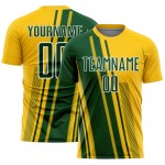 Custom Uniform Green-White Yellow Soccer Jersey Sublimation Sports Lines