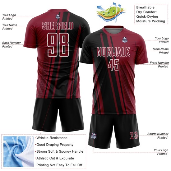 Sublimation Jersey Crimson Custom Black-White Lines Uniform Sports Soccer