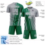 Custom Soccer Jersey Sports Uniform Kelly Green-White Gray Lines Sublimation Custom Soccer Jersey Sports Uniform Kelly Green-White Gray Lines Sublimation