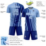Soccer Jersey Blue Sports Uniform Light Royal-White Custom Lines Sublimation Soccer Jersey Blue Sports Uniform Light Royal-White Custom Lines Sublimation