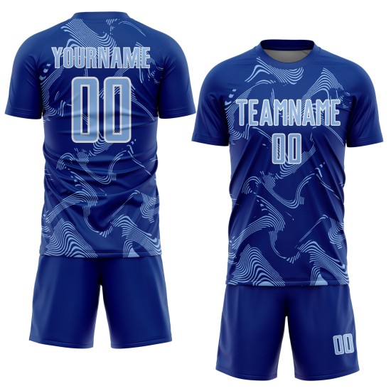 Custom Lines Jersey Sublimation Light Blue-White Sports Royal Curve Uniform Soccer