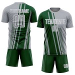 Soccer Uniform Sports Sublimation Jersey Custom Green-White Gray Lines Soccer Uniform Sports Sublimation Jersey Custom Green-White Gray Lines