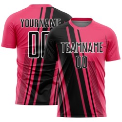 Soccer Lines Sublimation Neon Uniform Custom Pink Jersey Sports Black-White