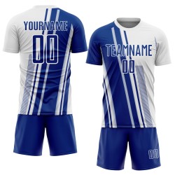 Royal Sports White Sublimation Uniform Lines Soccer Jersey Custom Royal Sports White Sublimation Uniform Lines Soccer Jersey Custom
