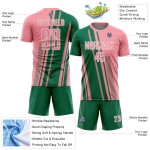 Soccer Kelly Uniform Pink Sublimation Green-White Medium Lines Jersey Sports Custom Soccer Kelly Uniform Pink Sublimation Green-White Medium Lines Jersey Sports Custom