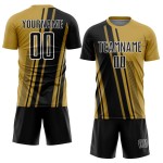 Old Custom Gold Uniform Jersey Soccer Black-White Sports Lines Sublimation Old Custom Gold Uniform Jersey Soccer Black-White Sports Lines Sublimation