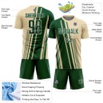 Green-White Lines Sublimation Custom Soccer Uniform Jersey Sports Cream Green-White Lines Sublimation Custom Soccer Uniform Jersey Sports Cream