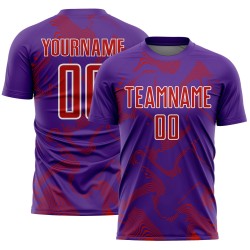 Sublimation Uniform Custom Curve Soccer Lines Sports Jersey Red-White Purple