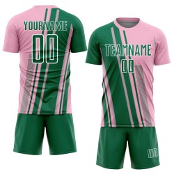 Sports Sublimation Light Custom Kelly Uniform Jersey Soccer Pink Lines Green-White Sports Sublimation Light Custom Kelly Uniform Jersey Soccer Pink Lines Green-White