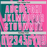 Soccer Custom Jersey Sports Sublimation Teal-White Pink Lines Uniform Soccer Custom Jersey Sports Sublimation Teal-White Pink Lines Uniform