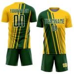 Custom Uniform Green-White Yellow Soccer Jersey Sublimation Sports Lines