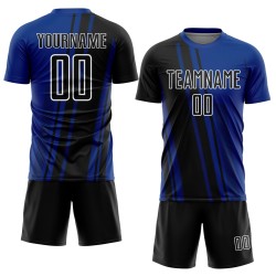 Lines Sublimation Jersey Royal Custom Uniform Black-White Soccer Sports Lines Sublimation Jersey Royal Custom Uniform Black-White Soccer Sports