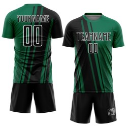 Black-White Kelly Sublimation Green Soccer Lines Sports Custom Uniform Jersey Black-White Kelly Sublimation Green Soccer Lines Sports Custom Uniform Jersey