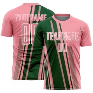 Custom Jersey Sports Green-White Pink Medium Uniform Soccer Sublimation Lines