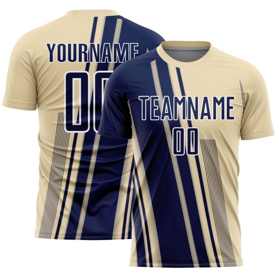 Uniform Lines Sports Cream Navy-White Soccer Custom Jersey Sublimation Uniform Lines Sports Cream Navy-White Soccer Custom Jersey Sublimation